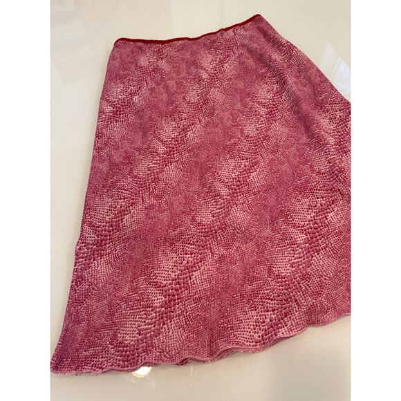 Vintage Y2K Knee Length Snake Print Skirt Pink Lined Size L Elastic Waist - Picture 6 of 6
